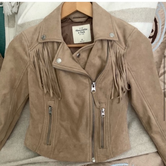 Abercrombie & Fitch Suede Fringe Moto Crop Jacket - Picture 5 of 7